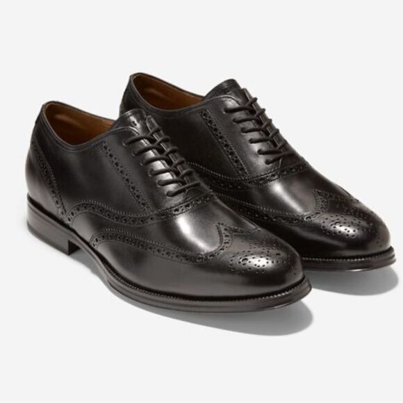 Cole Haan ~ Black Classic Wingtip Oxford Shoes ~ size 12 - Picture 1 of 11